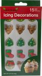 Christmas Holidays Edible Cake Decorations - Candy or Cupcake Topper - 15 Count Tree, Boot, Reindeer, Wreath