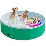 KPUY Foldable Dog Pool, Collapsible Hard Plastic Dog Swimming Pool, Portable Bath Tub for Kids Dogs and Cats, Pet Wading Pool for Indoor and Outdoor