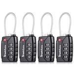 SharkByte TSA Approved Suitcase Locks - 4-Dial Security Travel Combination Padlock, Flexible Cable Wire Travel Lock for Suitcases, Luggage locks, Case Travel Bag Gym Locker Code Small PadLock (Pack 4)