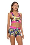 COCO BRANDS SpongeBob Women’s Sports Bra and Boxer Briefs Underwear Set with Racerback and Removable Pads, Multi/Dope, Large