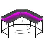 Huuger L Shaped Gaming Desk with Po