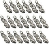 FENICAL 20 pcs Peanut Jewelry Pendant Alloy Silver Charm Pendant for DIY Necklace Bracelet Making Accessory