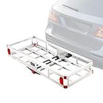 VEVOR 49.4 x 22.4 x 7.1 in Hitch Cargo Carrier, 500lb Capacity Trailer Hitch Mount Aluminum Cargo Basket, Luggage Carrier Rack Fits 2" Hitch Receiver for SUV Truck Pickup Camping