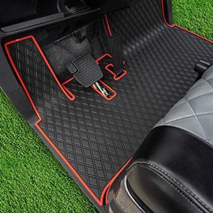 Xtreme Mats Golf Cart Floor Mat Compatible with Yamaha Drive2, Full Coverage Golf Cart Floor Liner Mat - Fits Yamaha Drive2 Models Only (2017-2023)& UMAX Rally 4x4 - Black with Red Trim