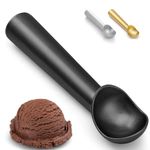 CUNSENR 7 inch Ice Cream Scoop - Professional Metal Ice Cream Scooper - Easy to Use & Clean - Non-Stick Aluminum Ice Cream Spoon - Lightweight Cookie Spoon - Scoop Ice Cream with Ease(Black)