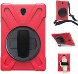 Acphtab Case for Samsung Galaxy Tab S4 10.5 inch 2018(SM-T830/T835/T837),Heavy Duty Rugged Rotating Stand Shockproof Case Cover with Hand Strap and Shoulder Strap (Red)