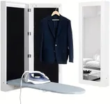 GLSCASA Slim Wall Mounted Ironing Board Cabinet, Foldable Ironing Board, Mirrored Door, White