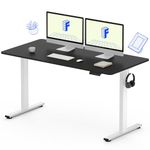 FLEXISPOT EN1 One Piece Standing Desk, 55 x 28 Inch Desktop Electric Adjustable Height Desk Home Office Computer Workstation Sit Stand up Desk (White Frame + Black Top, 2 Packages)