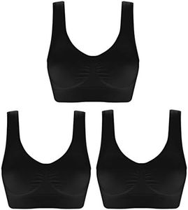 SZJH 3 Pack Of Simply Ultra Comfort Seamless Sport Style Bra With Removable Pads , M, Black