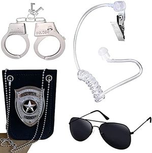 Aichiyu Police Pretend Play Toys Set Handcuffs Badge Cop Officer Costume for Swat Detective FBI Halloween (B)