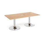 Mr Office Trumpet base rectangular boardroom table, power ready with cutout - chrome base, Beech, 2000