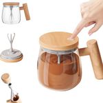 RAIYARAJ self Stirring Coffee Mugs Coffee Stirring Cup Electric Mixing Cup Borosilicate Coffee Mug with lid for Coffee Milk Protein Powder at Home Office Travel car(400 ml-1 pcs)