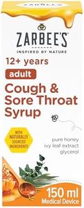 Zarbee's Adult Cough and Sore Throat Syrup, 150 ml, Honey-Based Relief for Dry or Chesty Cough, Sore Throat Relief, Alcohol Free, No Artificial Colours or Flavours, Suitable For Adults