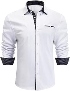 Enlision Camisas para Hombre Casual Camisa de Vestir Formal Camisas Manga Larga Camisa Clásica Elegante Camisa Blanco XL