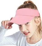 Girls Beach Sun Visors Cotton Golf Sun Hat UV-Shield Protection Athletic Sports Cap Adjustable for 6-12T Kids Unisex, Pink, 6-12 Years