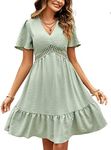 JENJON Women Summer Dress V Neck El