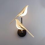 THE SWANART Modern Dual Bird Chirpy Wall Light for Living Room, Bedroom, Dining - Elegant Bird Wall Light Fixture, Fancy Golden Metal Lights for Wall Decor, Home Decor Wall Lamps