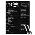 MoKo Magnetic Menu Board for Kitchen Fridge with 2 Markers, 16"x12" Weekly Meal Planner and Grocery List Notepad Dry Erase Board for Refrigerator - Black