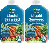 Vitax Organic Liquid Seaweed, Concentrated, Bigger Crops, Healthier Plants, Suitable For Plants, Flowers and Fruit & Vegetables- 1 Litres (Pack of 2)