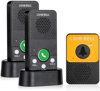 Doorbells, Wireless Doorbell, Full Duplex Doorbell, Two Way Voice Intercom, Hands-Free, Long Range, LED Indicator, 8 Volume Levels, Movable Portable Door Bells Kit Wireless for Indoor MailBox, Black