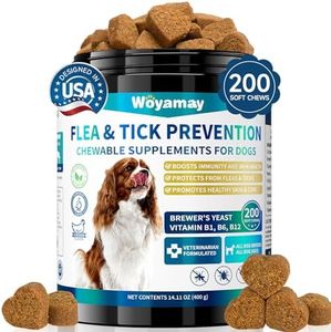 Woyamay Flea and Tick Prevention for Dogs Chewables, 200 Soft Treats, Natural Dog Flea and Tick Treatment, Oral Flea Pills for Dogs Supplement, Flea and Tick Chews for Dogs Puppies, All Breeds & Sizes