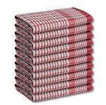 A & B TRADERS Wonderdry Tea Towels Kitchen Pack of 10, Cotton Absorbent Long Lasting Catering Cloths (Red)