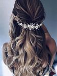 Vakkery Flower Wedding Hair Vine Silver Bride Headband Crystal Bridal Hair Accessories for Women and Girls