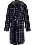 Tokyo Laundry Men's Mainway Checkered Soft Fleece Hooded Dressing Gown - Navy Check - M