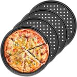 4 Pack Non Stick Pizza Pans, Carbon Steel Pizza Tray Round Pizza Bakeware Sheet, Pizza Tray with Holes for Home Baking, Kitchen, Oven, Restaurant (12Inch)