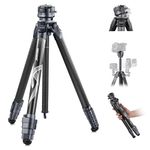 NEEWER LITETRIP LT32 62" Travel Tripod Carbon Fiber with ±15° Leveling 360° Panorama Head, Detachable Center Axis, Fast Flip Buckle, Arca QR Plate Compatible with Peak Design Capture V3, (Former TP62)