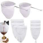 Asaisimg 8 Pcs Ultra Fine Mesh Strainer Bags Set, Reusable Nut Milk Cheesecloth Bag with Zipper, Commercial Kitchen Thai Tea Strainer with Stainless Steel Handle Frame for Filter Coffee, Juices