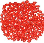 Featuman Red Crystal Gems Plastic Jewels, 400 Pcs Fake Crystals Acrylic Gems Vase Fillers for Centerpieces, Fake Diamonds Plastic Ice Cubes for Board Gaming, Table Decor, Beach Theme Party