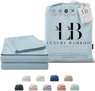 LB Luxury Bamboo Market Split King Size Sheet Set | 2 Fitted Sheets for Sleep Number & Adjustable Beds | Organically Grown | Ultra Soft & Cooling |100% Viscose | 17" Deep Pocket [Spa Blue]