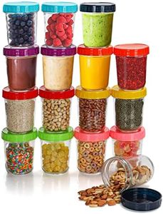 BELLE VOUS Pack de 16 Recipientes Comida Bebe de Vidrio con Tapas de Plástico 350 ml Recipiente Hermetico Transparente Redondo y Reutilizable - Sin BPA y Plomo - Apto Lavavajillas y Microondas