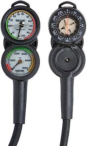 SEAC Sub Console 3 Pressure Depth Gauge and Compass, Red, One Size (0600012005000A)