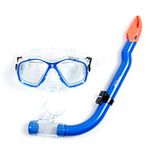 Two Bare Feet Snorkel and Mask PVC Diving Set (Kids) With Anti Fog and Wide View Mask, Anti-Leak, Tempered Glass, One Size - Scuba Dive Snorkelling Sets (Blue)