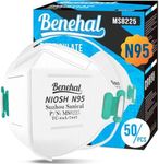 benehal NIOSH Approved N95 Mask Particulate Respirators, Pack of 50 N95 Face Masks, Individually Wrapped, White
