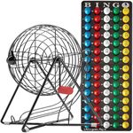 Mr. Chips Official Professional-Use Small Plastic Coated Bingo Cage Set w/No-Glare, Fade Scratch Resistance Proprietary Technology 7/8" Easy-Read Bingo Balls, 11" High, Inc