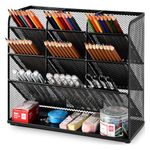 Marbrasse Mesh Desk Organiser,Multi-Functional Pen Holder,Desktop Stationary Organiser, Pen Storage Rack for School Home Office Supplies (Mesh Pen Holder Black)