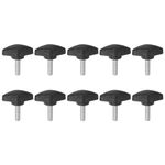 sourcing map 10pcs Tee Wing Knobs Thumb Screws M6 x 20mm Standard Male Thread Plastic T Knobs Handles Hand Clamping Knobs Grip Thumbscrew, Black