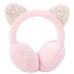 IHCEMIH Ear Muffs Women Girls Earmuffs Winter Accessories Fluffy Plush Adjustable Adults Outdoor Thermal Ear Warmer Skiing Running Cat Ears Covers Protector from Wind Cold Gift for Girls Ladies Pink