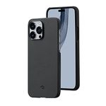 PITAKA Magnetic Case for iPhone 14 Pro, Slim & Light iPhone 14 Pro Case 6.1-inch with a Case-Less Touch Feeling, 600D Aramid Fiber Made [MagEZ Case 3 - Black/Grey(Twill)]