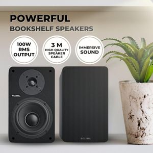 Roxel Onyx Bookshelf Speakers – Black Stereo Audio Pair