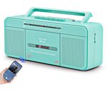 Retro Cassette Player Recorder, Portable Tape Player with USB/Bluetooth/AM/FM Radio Stereo, Built-in Microphone Recorder,Cassette to MP3 Converter, Dual Big Speaker,Earphone Jack,Retro (Green)