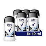 Sure Invisible Aqua Anti-Perspirant Cream Women's Deodorant Stick that protects against white marks and yellow stains for 48 hour protection against sweat and odour 6x 40 ml