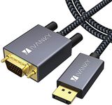 IVANKY DisplayPort to VGA Cable 6.6ft, Uni-Directional DP to VGA Cable, Nylon-Braided Male to Male Cable, Grey, (VBC71)