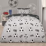 OHS Football Double Duvet Cover Boys Grey, Christmas Bedding Ultra Soft Warm Comfy Duvet Covers for Boys Football Bedding Double Duvet Cover with Pillowcases