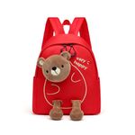 Vidillo Kids Backpack with Stuffed Animals Children'S Rucksack with Chest Strap Cute Cartoon Bear School Bag Kindergarten Preschool Bookbag Primary Bookbags Best Gift for Boys Girls Age 3-6 (Red)