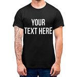 Personalised T-Shirt for Men Women Kids with Any Text Words T Shirt Printer Top Customised Printed Tshirts (Large - Mens, Black)