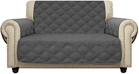 CHHKON Loveseat Cover 100% Waterproof Non-Slip Quilted Furniture Protector Sofa Cover for Pets for Leather Couch (Dark Grey, 46")